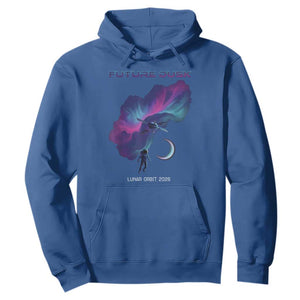 Future Dusk Lunar Orbit 2026 Hoodie Cosmic Nebula Astronaut n Satellite Space Exploration TS02 Royal Blue Print Your Wear