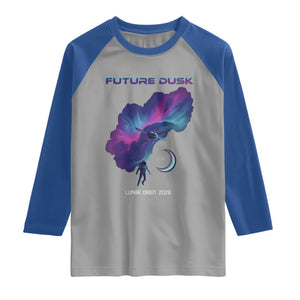 Future Dusk Lunar Orbit 2026 Raglan Shirt Cosmic Nebula Astronaut n Satellite Space Exploration TS02 Sport Gray Royal Print Your Wear