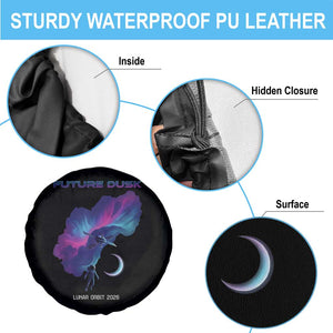 Future Dusk Lunar Orbit 2026 Spare Tire Cover Cosmic Nebula Astronaut n Satellite Space Exploration TS02 Print Your Wear
