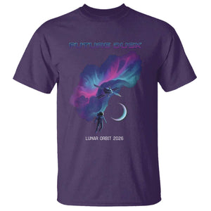 Future Dusk Lunar Orbit 2026 T Shirt Cosmic Nebula Astronaut n Satellite Space Exploration TS02 Purple Print Your Wear
