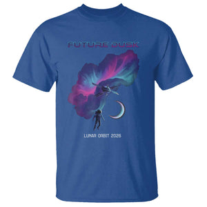 Future Dusk Lunar Orbit 2026 T Shirt Cosmic Nebula Astronaut n Satellite Space Exploration TS02 Royal Blue Print Your Wear