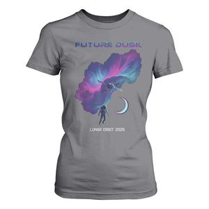 Future Dusk Lunar Orbit 2026 T Shirt For Women Cosmic Nebula Astronaut n Satellite Space Exploration TS02 Charcoal Print Your Wear