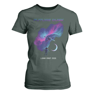 Future Dusk Lunar Orbit 2026 T Shirt For Women Cosmic Nebula Astronaut n Satellite Space Exploration TS02 Dark Forest Green Print Your Wear