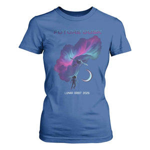 Future Dusk Lunar Orbit 2026 T Shirt For Women Cosmic Nebula Astronaut n Satellite Space Exploration TS02 Royal Blue Print Your Wear