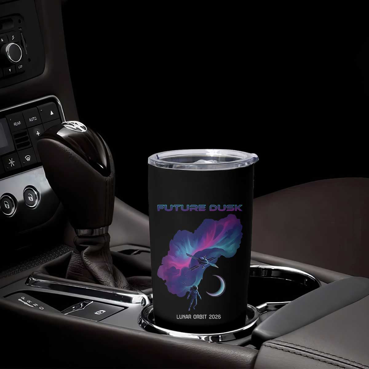 Future Dusk Lunar Orbit 2026 Tumbler Cup Cosmic Nebula Astronaut n Satellite Space Exploration TS02 Print Your Wear