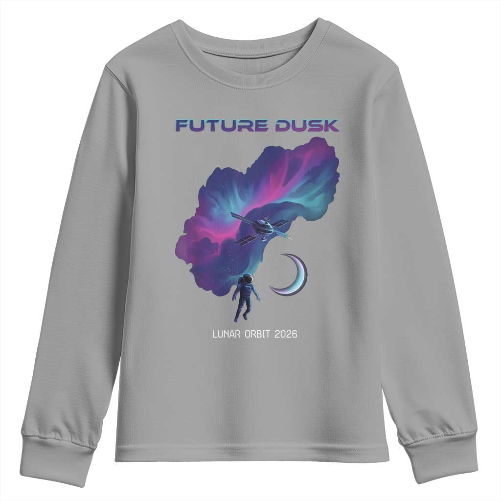 Future Dusk Lunar Orbit 2026 Youth Sweatshirt Cosmic Nebula Astronaut n Satellite Space Exploration TS02 Sport Gray Print Your Wear