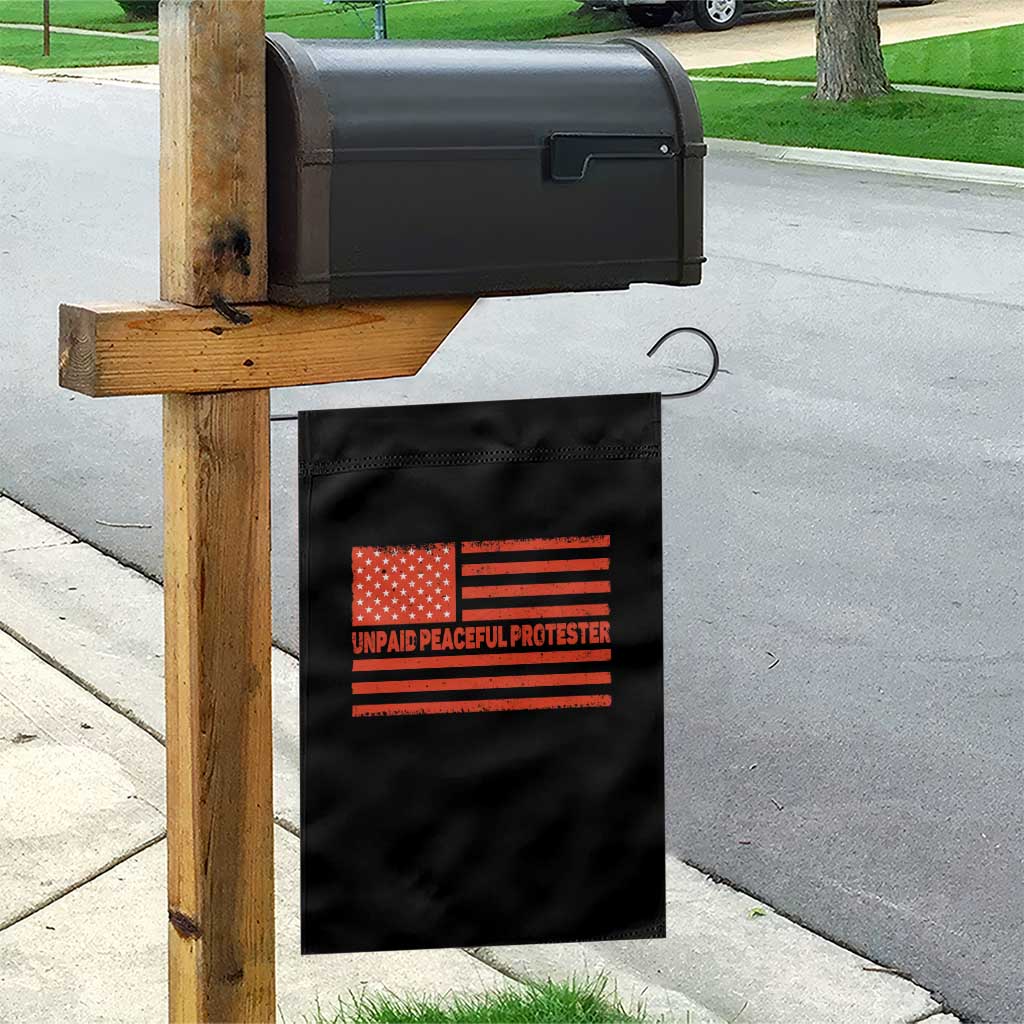 Unpaid Peaceful Protester Orange Distressed American Flag Garden Flag Satirical Political Graphic TS02 Print Your Wear