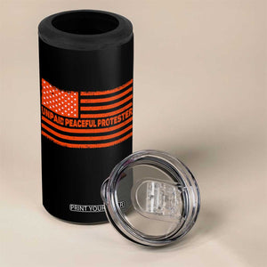 Unpaid Peaceful Protester Orange Distressed American Flag 4 in 1 Can Cooler Tumbler Satirical Political Graphic TS02 Print Your Wear
