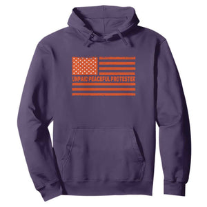 Unpaid Peaceful Protester Orange Distressed American Flag Hoodie Satirical Political Graphic TS02 Purple Print Your Wear