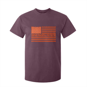 Unpaid Peaceful Protester Orange Distressed American Flag T Shirt For Kid Satirical Political Graphic TS02 Maroon Print Your Wear