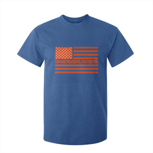 Unpaid Peaceful Protester Orange Distressed American Flag T Shirt For Kid Satirical Political Graphic TS02 Royal Blue Print Your Wear