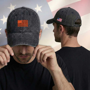 Unpaid Peaceful Protester Orange Distressed American Flag Washed Cotton Baseball Cap Satirical Political Graphic TS02 Print Your Wear