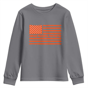 Unpaid Peaceful Protester Orange Distressed American Flag Youth Sweatshirt Satirical Political Graphic TS02 Charcoal Print Your Wear