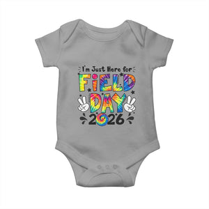 I'm Just Here for Field Day 2026 Baby Onesie Groovy School Retro Tie Dye Effect Printing TS02 Sport Gray Print Your Wear