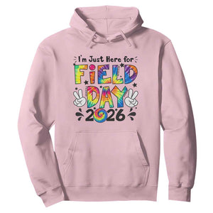 I'm Just Here for Field Day 2026 Hoodie Groovy School Retro Tie Dye Effect Printing TS02 Light Pink Print Your Wear