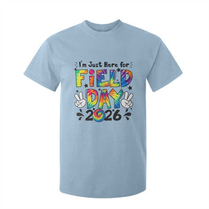 I'm Just Here for Field Day 2026 T Shirt For Kid Groovy School Retro Tie Dye Effect Printing TS02 Light Blue Print Your Wear