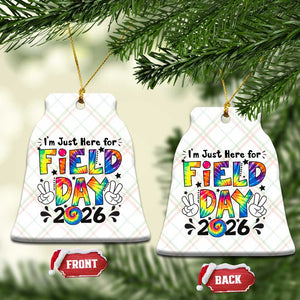 I'm Just Here for Field Day 2026 Ceramic Ornament Groovy School Retro Tie Dye Effect Printing TS02 Print Your Wear