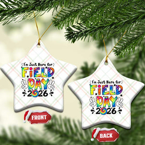 I'm Just Here for Field Day 2026 Ceramic Ornament Groovy School Retro Tie Dye Effect Printing TS02 Print Your Wear