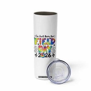 I'm Just Here for Field Day 2026 Skinny Tumbler Groovy School Retro Tie Dye Effect Printing TS02 Print Your Wear