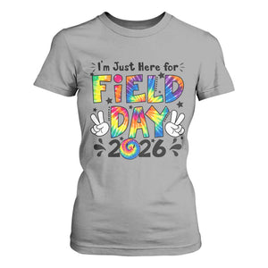 I'm Just Here for Field Day 2026 T Shirt For Women Groovy School Retro Tie Dye Effect Printing TS02 Sport Gray Print Your Wear
