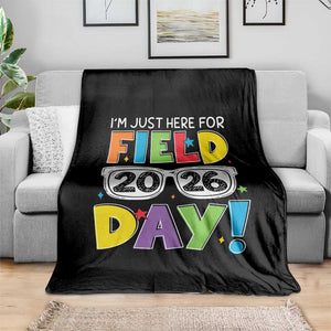 I'm Just Here for Field Day 2026 Throw Blanket School Colorful Sunglasses Graphic TS02 Print Your Wear