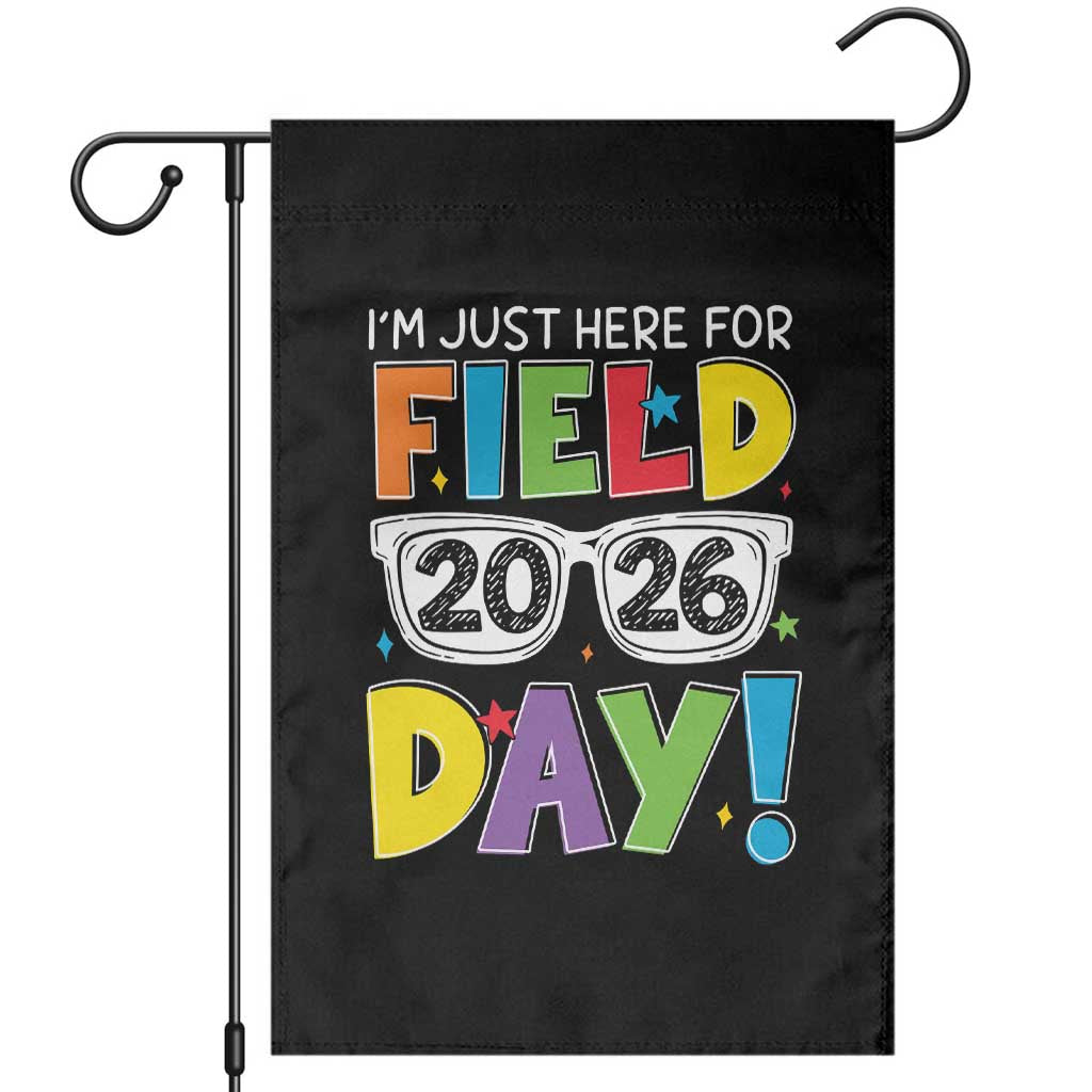 I'm Just Here for Field Day 2026 Garden Flag School Colorful Sunglasses Graphic TS02 Black Print Your Wear