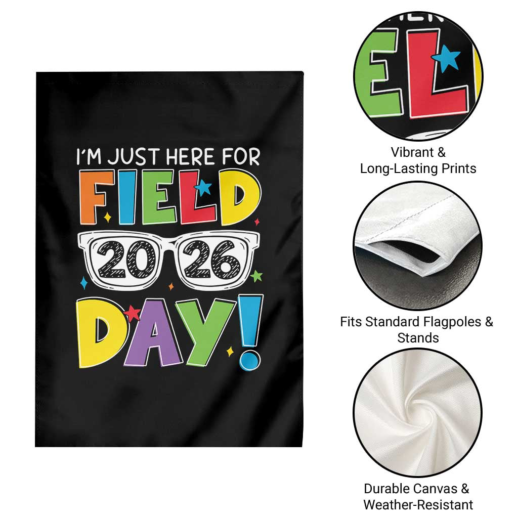 I'm Just Here for Field Day 2026 Garden Flag School Colorful Sunglasses Graphic TS02 Print Your Wear