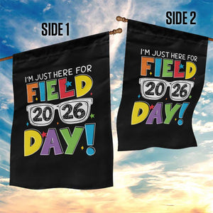 I'm Just Here for Field Day 2026 Garden Flag School Colorful Sunglasses Graphic TS02 Print Your Wear