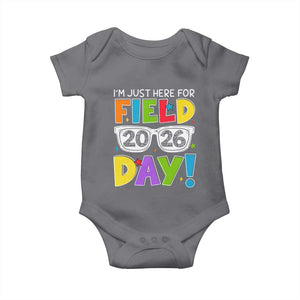I'm Just Here for Field Day 2026 Baby Onesie School Colorful Sunglasses Graphic TS02 Charcoal Print Your Wear