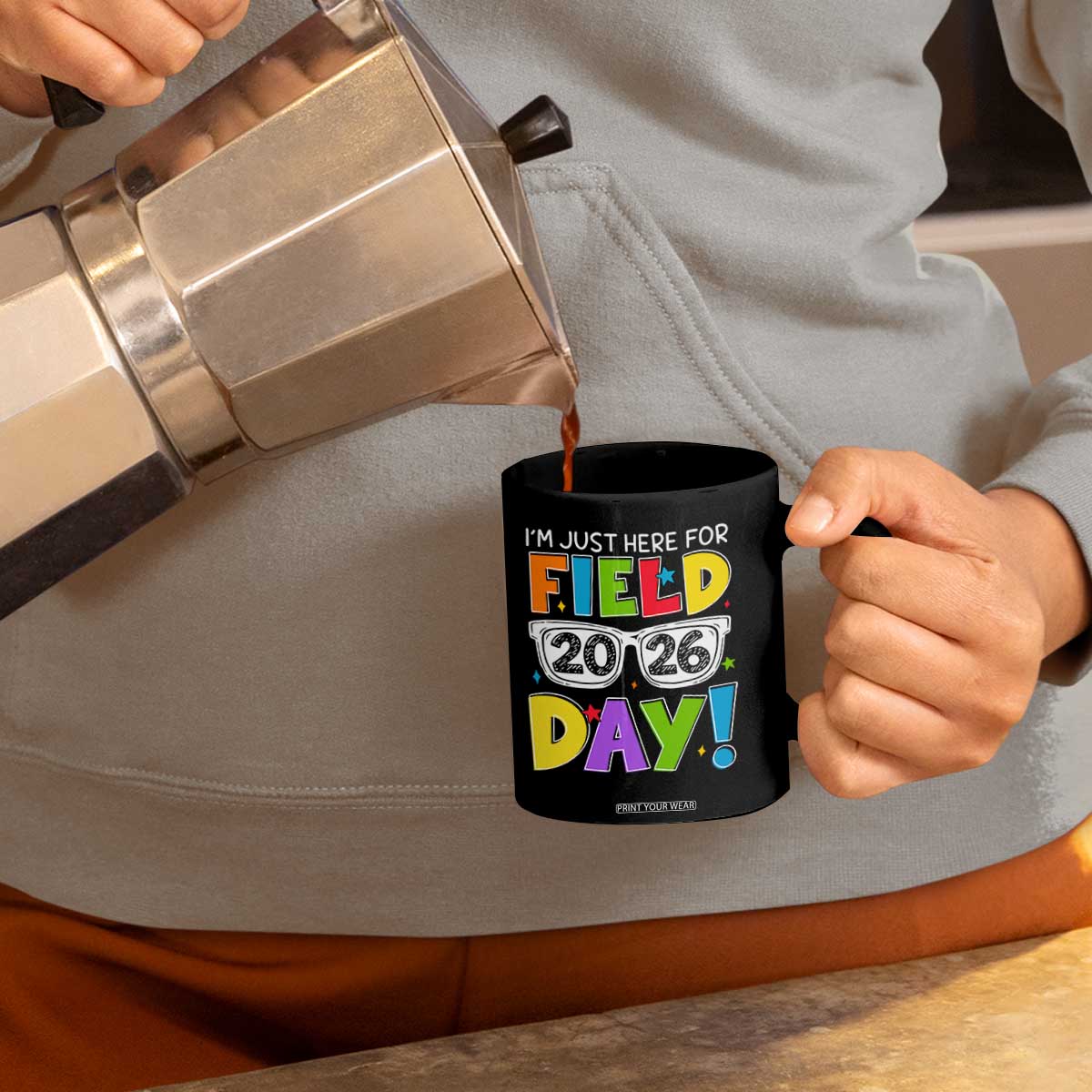 I'm Just Here for Field Day 2026 Coffee Mug School Colorful Sunglasses Graphic TS02 Print Your Wear