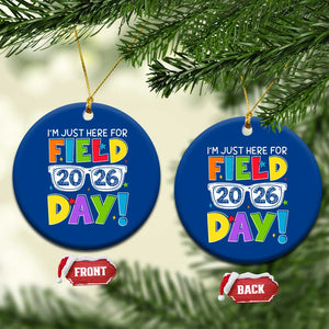 I'm Just Here for Field Day 2026 Ceramic Ornament School Colorful Sunglasses Graphic TS02 1pc Blue Print Your Wear