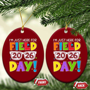 I'm Just Here for Field Day 2026 Ceramic Ornament School Colorful Sunglasses Graphic TS02 Print Your Wear
