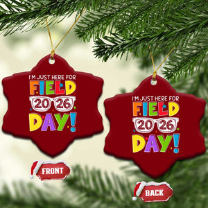 I'm Just Here for Field Day 2026 Ceramic Ornament School Colorful Sunglasses Graphic TS02 Print Your Wear