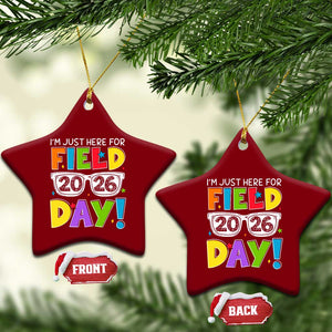 I'm Just Here for Field Day 2026 Ceramic Ornament School Colorful Sunglasses Graphic TS02 Print Your Wear