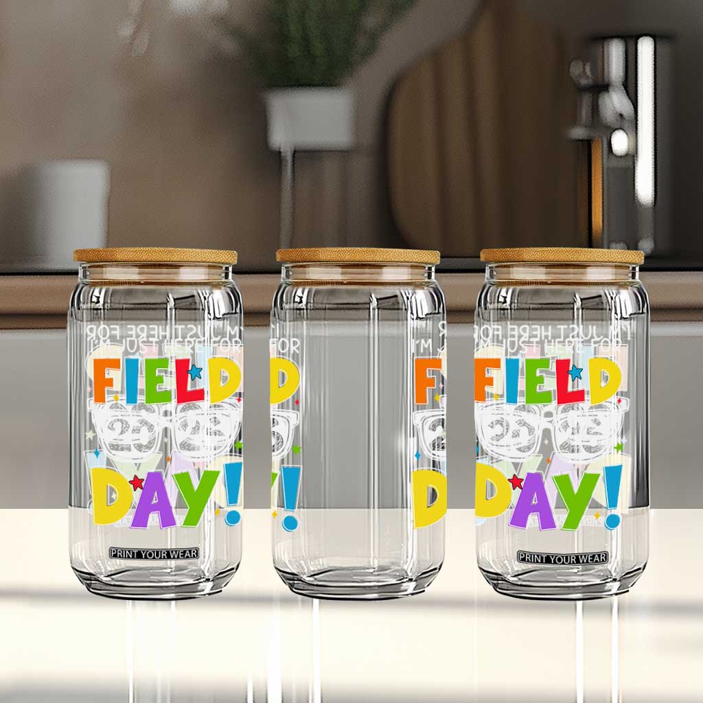I'm Just Here for Field Day 2026 Glass Can School Colorful Sunglasses Graphic TS02 Print Your Wear