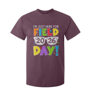 I'm Just Here for Field Day 2026 T Shirt For Kid School Colorful Sunglasses Graphic TS02 Maroon Print Your Wear