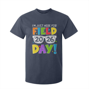 I'm Just Here for Field Day 2026 T Shirt For Kid School Colorful Sunglasses Graphic TS02 Navy Print Your Wear