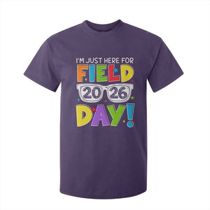 I'm Just Here for Field Day 2026 T Shirt For Kid School Colorful Sunglasses Graphic TS02 Purple Print Your Wear