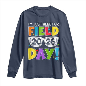 I'm Just Here for Field Day 2026 Long Sleeve Shirt School Colorful Sunglasses Graphic TS02 Navy Print Your Wear