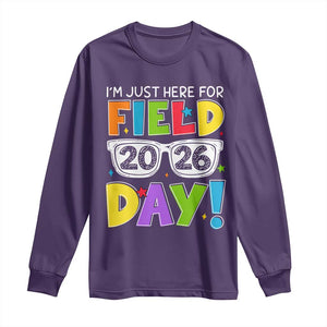 I'm Just Here for Field Day 2026 Long Sleeve Shirt School Colorful Sunglasses Graphic TS02 Purple Print Your Wear
