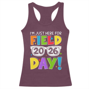 I'm Just Here for Field Day 2026 Racerback Tank Top School Colorful Sunglasses Graphic TS02 Maroon Print Your Wear