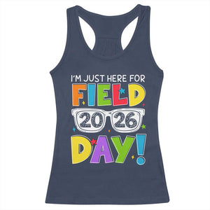 I'm Just Here for Field Day 2026 Racerback Tank Top School Colorful Sunglasses Graphic TS02 Navy Print Your Wear