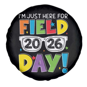 I'm Just Here for Field Day 2026 Spare Tire Cover School Colorful Sunglasses Graphic TS02 Print Your Wear