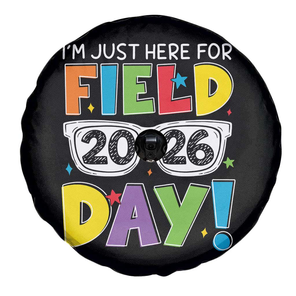 I'm Just Here for Field Day 2026 Spare Tire Cover School Colorful Sunglasses Graphic TS02 Print Your Wear