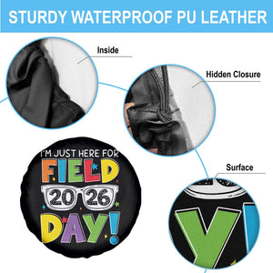 I'm Just Here for Field Day 2026 Spare Tire Cover School Colorful Sunglasses Graphic TS02 Print Your Wear
