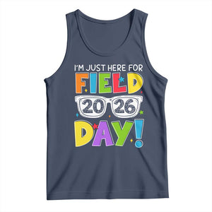 I'm Just Here for Field Day 2026 Tank Top School Colorful Sunglasses Graphic TS02 Navy Print Your Wear