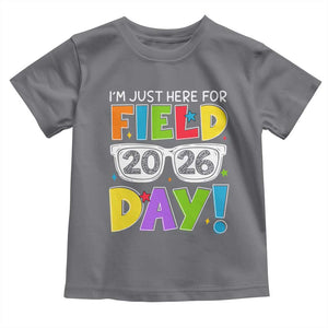 I'm Just Here for Field Day 2026 Toddler T Shirt School Colorful Sunglasses Graphic TS02 Charcoal Print Your Wear
