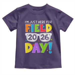 I'm Just Here for Field Day 2026 Toddler T Shirt School Colorful Sunglasses Graphic TS02 Purple Print Your Wear