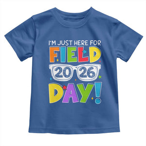 I'm Just Here for Field Day 2026 Toddler T Shirt School Colorful Sunglasses Graphic TS02 Royal Blue Print Your Wear