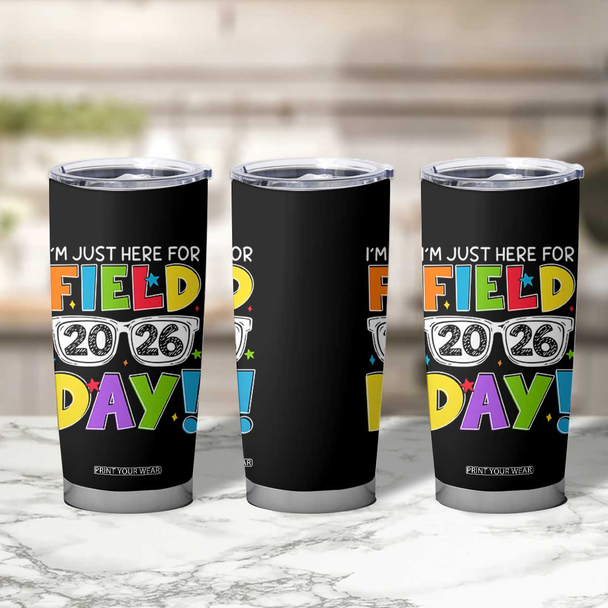 I'm Just Here for Field Day 2026 Tumbler Cup School Colorful Sunglasses Graphic TS02 Print Your Wear